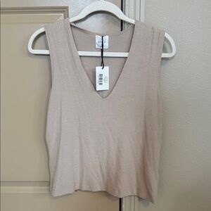 Leset Women's Beige Sleeveless V-Neck Vest